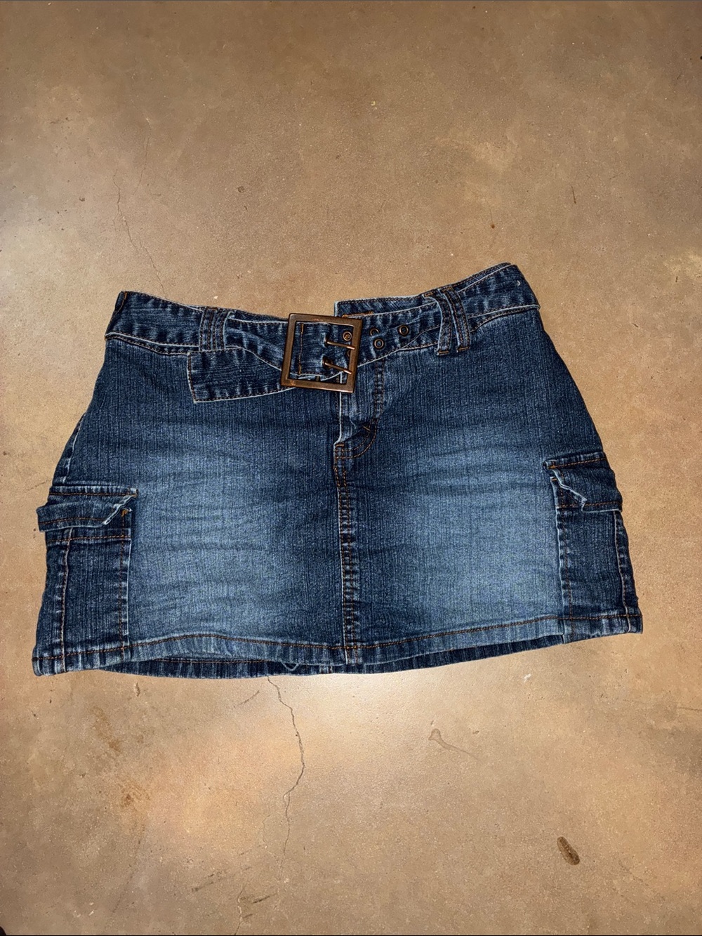 Vintage Dark wash Denim Mini skort with Belt